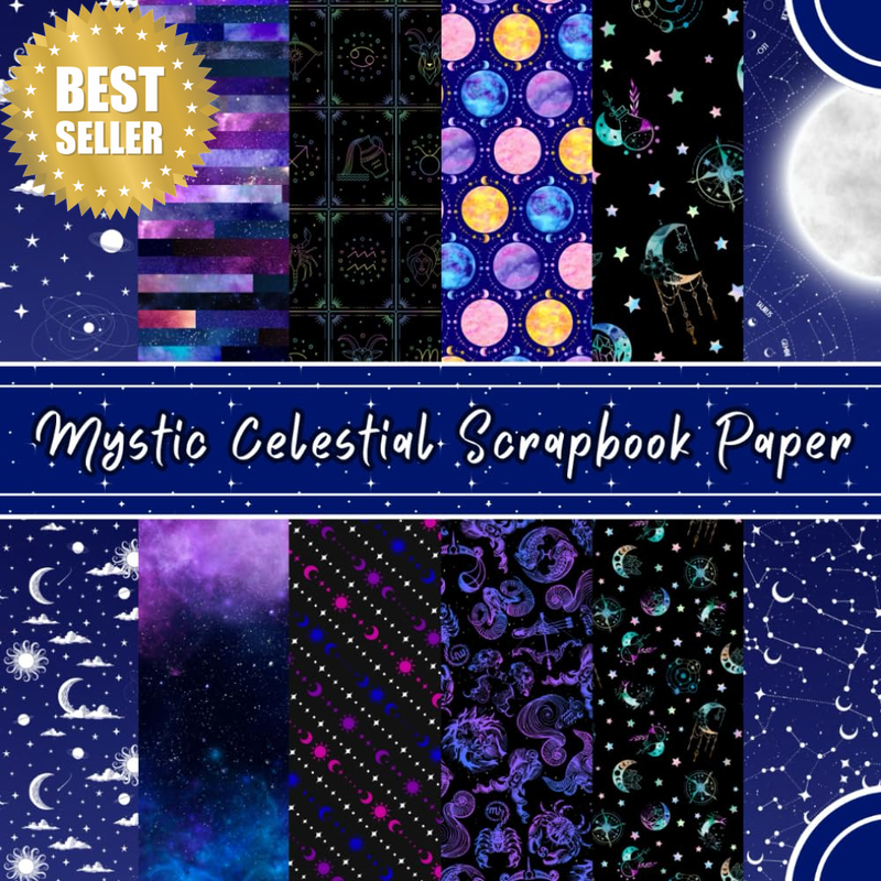 Mystic Celestial Scrapbook Paper: Sun, Moon and Stars Decorative Paper Pad | 8.5