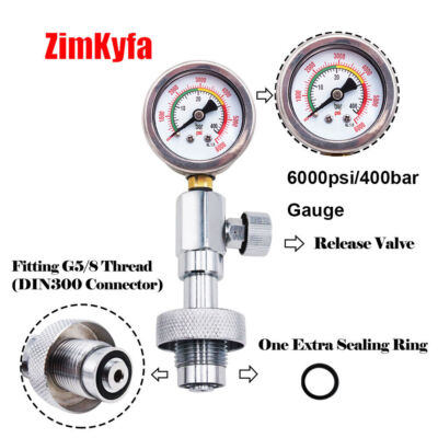 Scuba Diving Air Tank Pressure Checker with Gauge Pressure Testing For Din Valve