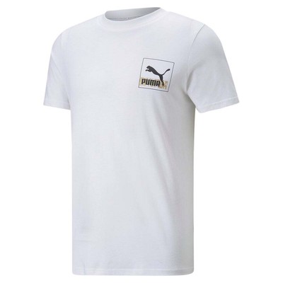 

Мужская белая футболка с коротким рукавом Puma Brand Love Metallic Graphic с круглым вырезом и короткими рукавами, Белый, Puma Brand Love Metallic Graphic Crew Neck Short Sleeve T-Shirt