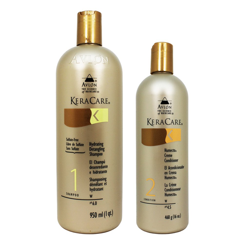 Avlon Keracare Sulfate Free Hydrating Shampoo and Humecto Creme Conditioner, 2 C