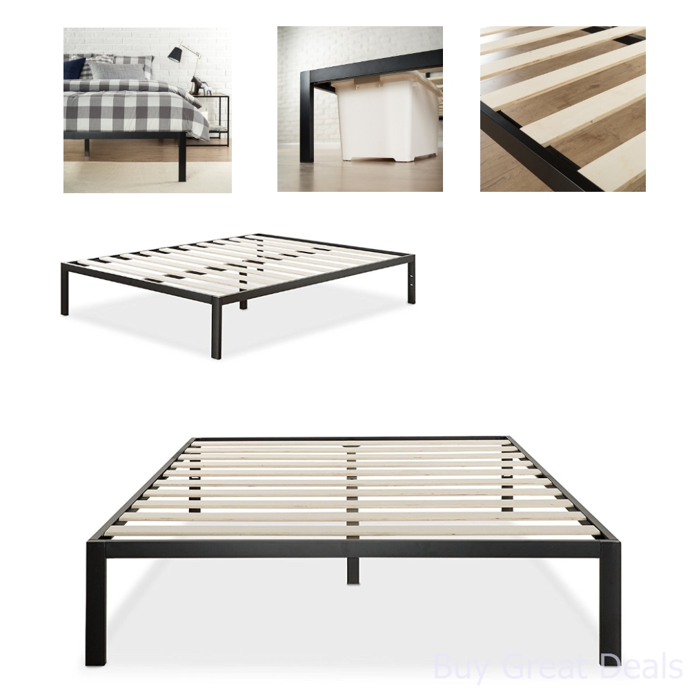 Details about Metal Bed Frame Mattress Foundation No Box Spring Needed Wooden Slat Queen Black Details about Metal Bed Frame Mattress Foundation No Box Spring Needed Wooden Slat Queen Black