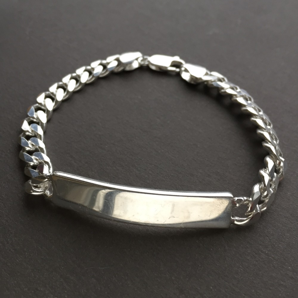 Pre-owned Handmade Custom Engraved Mens Cuban Id Bracelet 925 Sterling Silver 7.5mm 33gr 8.66 Inch