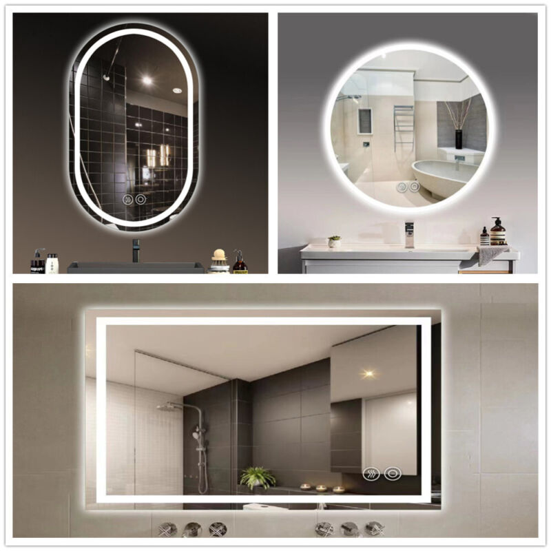 Illuminated Bathroom Mirror With Led Lights Wall Mounted Demister Touch Sensor