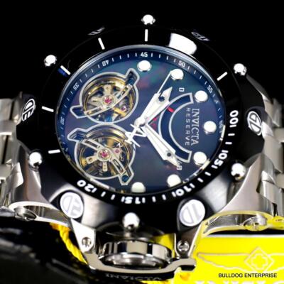Pre-owned Invicta Reserve Venom Hybrid Double Open Heart Automatic Black Mop Watch