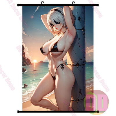 Cartoon Poster 2b Seaside Sunset HD Painting Anime Wall Scroll Poster 60X90cm 02