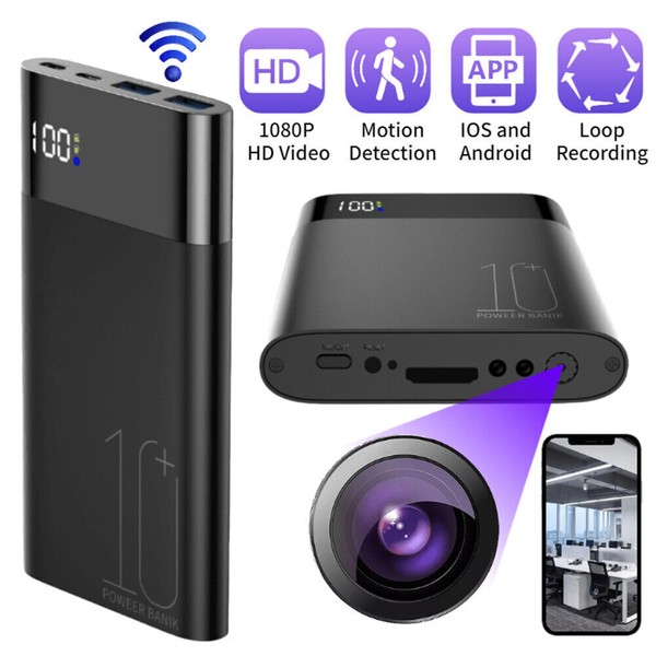 HD Power Bank with Built-in Camera and Motion Detection.