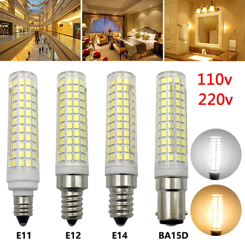 15W LED Bulb E11 E12 E14 BA15D 110V 220V 136 LED 2835 Ceramic Light Dimmable New