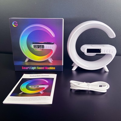 Wireless Speaker RGB Smart Lamp Alarm Clock Wake Up Light Fast Wireless Charger