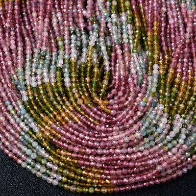 2MM Multi Color Tourmaline AAA Micro Faceted Round 15.5 inch (80009347-P26)