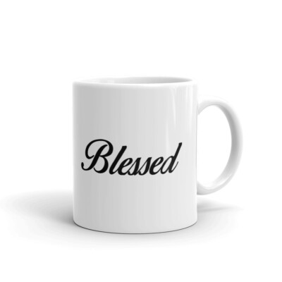 Blessed Inpirational Christian Word Coffee Tea Ceramic Mug Office Work Cup Gift