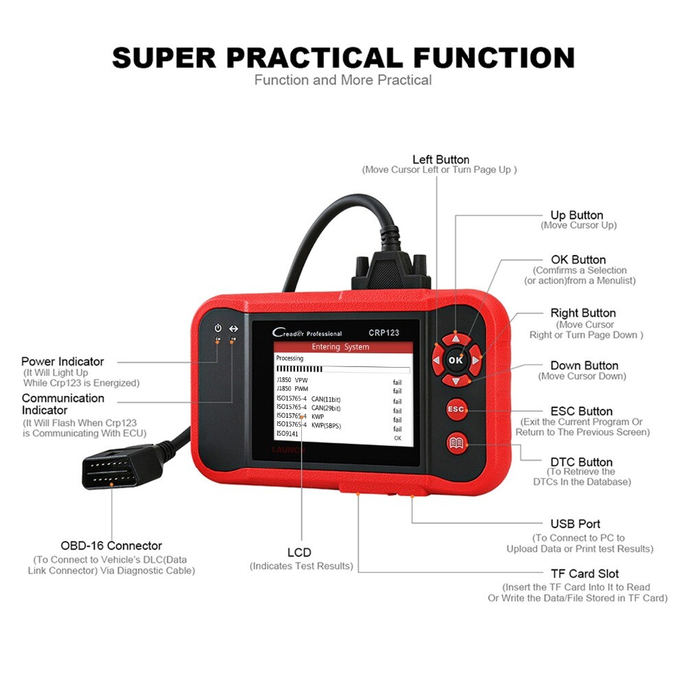 2023 New LAUNCH X431 CRP123 OBD2 Diagnostic Scanner ABS SRS Fault Code Reader