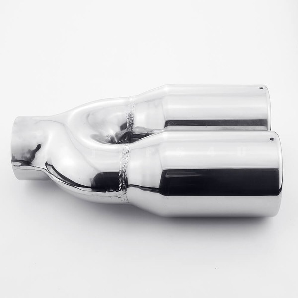Resonated Dual 3" Out Exhaust Tip 2.25" Inlet Round Straight Cut