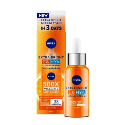 NIVEA Extra Bright C & Hya Vitamin Anti-Spot Serum 30ml with 3X PURE HYALURON