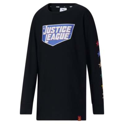 

Черные повседневные топы для мальчиков Puma Jl X с круглым вырезом и длинными рукавами для мальчиков 85853101, Черный, Puma Jl X Crew Neck Long Sleeve T-Shirt Youth