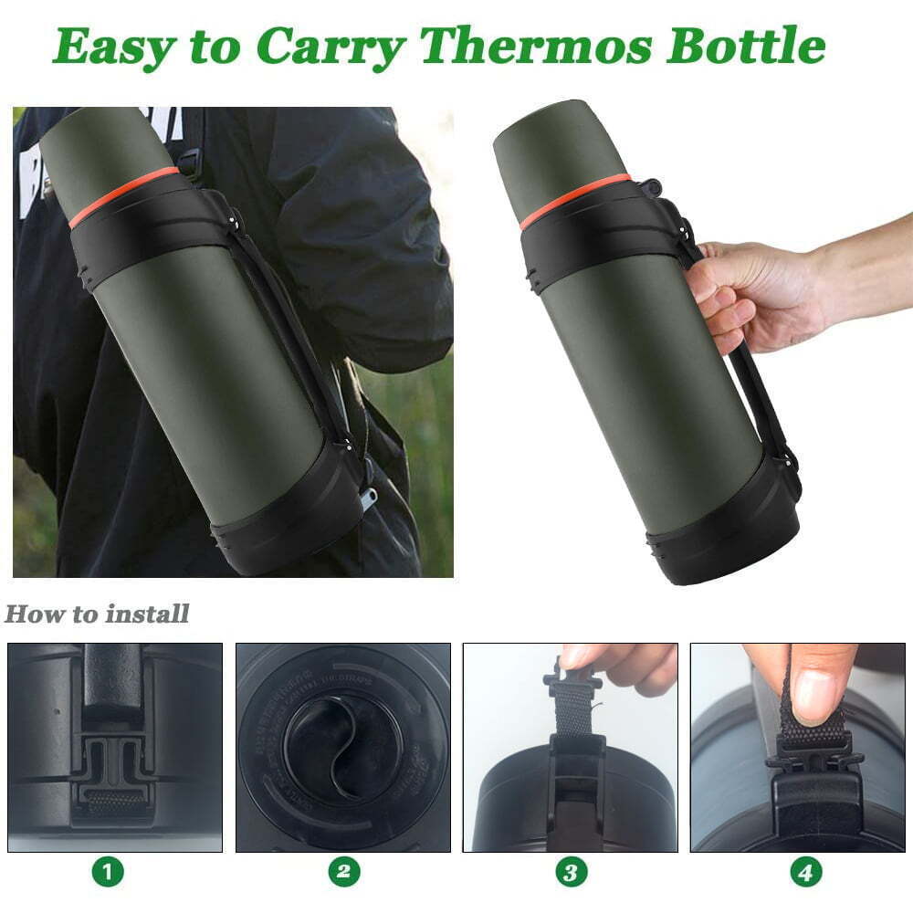Insulated Water Bottle Thermos Water Bottle 68oz Vacuum Bottle with Plastic Cup
