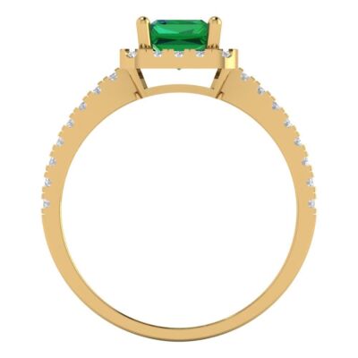 Pre-owned Pucci 1.8 Emerald Simulated Emerald Modern Statement Designer Ring 14k Yellow Gold