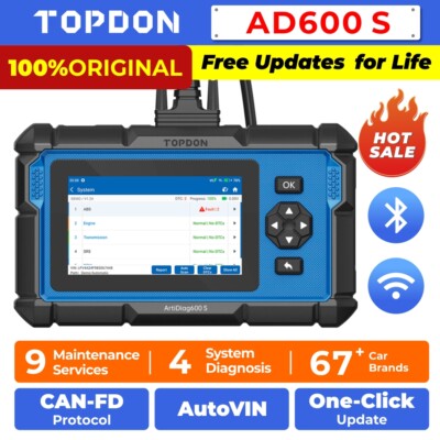 v2.0 TOPDON AD600S Universal Scanner Engine ABS SRS SAS TPMS EPB Diagnostic Tool