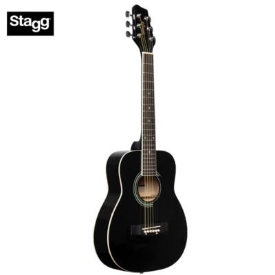Stagg SA20D 1/2 Size Dreadnought Beginner Acoustic Guitar - Gloss Black