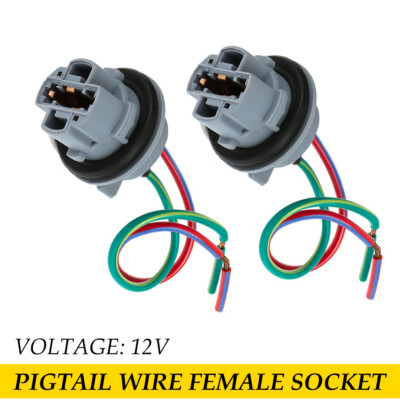 2PCS 7440 7443 Bulb Socket Harness Sockets Adapter For Turn Signal Brake Light