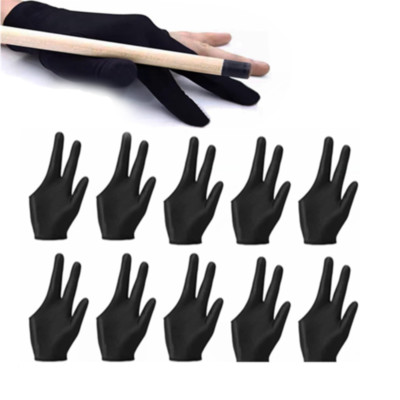 10 Pcs 3 Fingers Pool Gloves Billiards  Snooker Cue Sport Glove Show Gloves