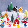 DULEFUN 100pcs Christmas Mini Ducks Statue, 14 Colors Tiny Small Little Resin Duck to Hide Miniature Statues for Xmas Winter Dollhouse Micro Fairy Garden Decoration