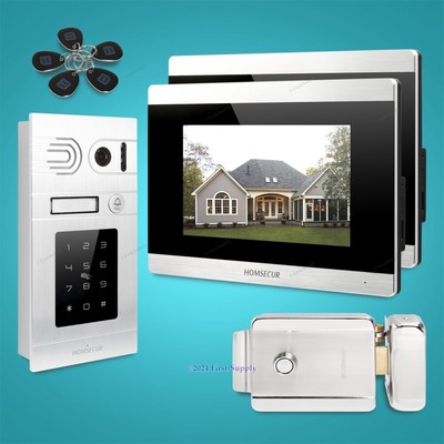 HOMSECUR 7'' Wired Video Door Entry Security Intercom Electric Lock+Keys Included