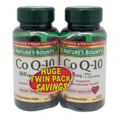 Nature's Bounty CoQ10 100mg Plus L-Carnitine Supports Heart Health Two Pack 120.
