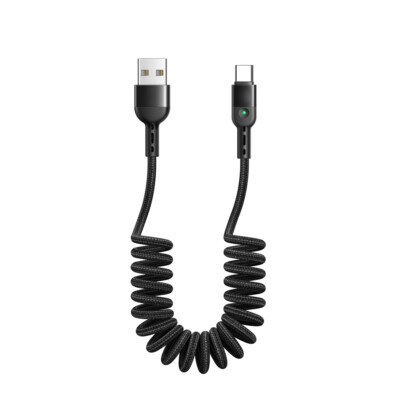 Coiled USB Type C Cable Fast Charging with Car Play Retractable USB C Charger