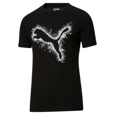 

Футболка Puma Splatter с круглым вырезом и короткими рукавами с графическим принтом для мальчиков, черный повседневный топ для мальчиков, Puma Splatter Graphic Crew Neck Short Sleeve T-Shirt Youth