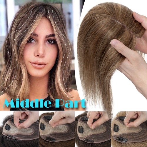 100% Human Hair Wiglets Clip In Top Hairpiece Crown Topper Touppe For THIN Hair