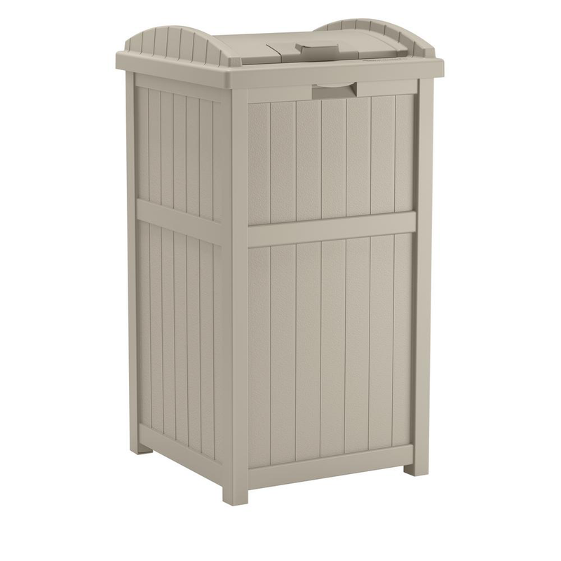 Outdoor Trash Garbage Can 33 Gal. Garden Hideaway Yard Bin Patio Resin Container