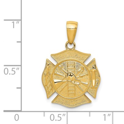 Pre-owned Skyjewelers Real 14kt Yellow Gold Reversible Fire Department Shield Pendant