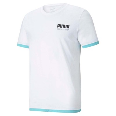 

Puma Summer Court Повышенная футболка с круглым вырезом и короткими рукавами, мужская размер , повседневная футболка, Белый, Puma Summer Court Elevated Crew Neck Short Sleeve T-Shirt