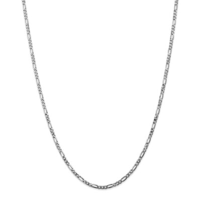 Pre-owned Superdealsforeverything Real 14kt White Gold 2.75mm Flat Figaro Chain; 24 Inch; Lobster Clasp