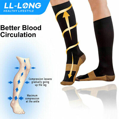 5 Pairs Compression Socks Copper Fit Knee High 20-30mmHg Energy Support Recover