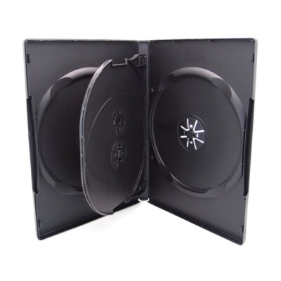25 pcs 14mm Multi Hold 4 Disc Quad CD DVD Black Case Movie Game Box Wholesale