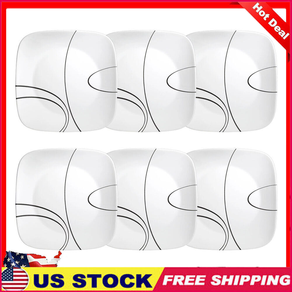 Simple Lines Dinnerware Plate Service Sets Square Kitchen Furniture 6 Piece New