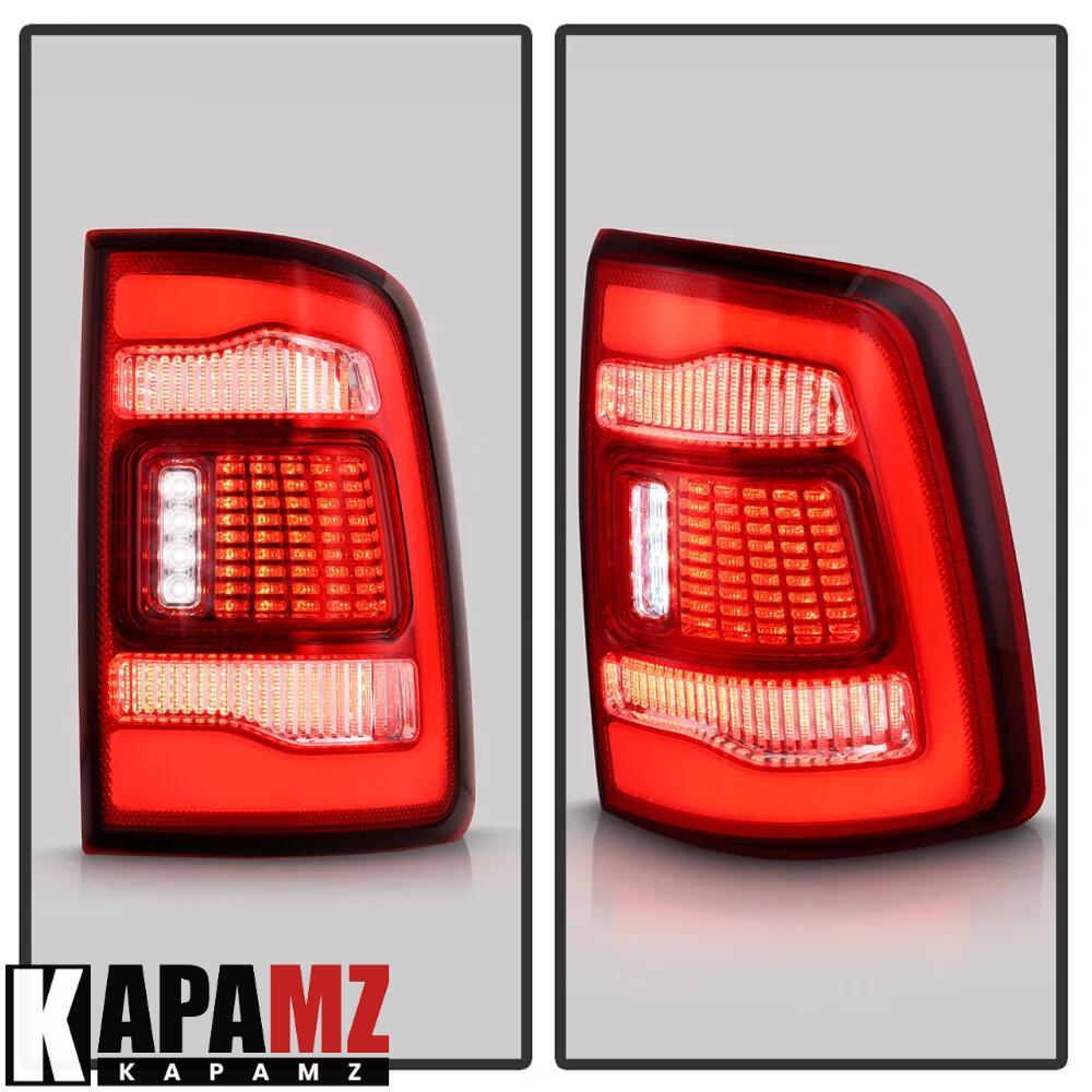 For 2009-2018 For Dodge Ram 1500 2500 3500 Red Clear LED Tube Tail Lights Lamps