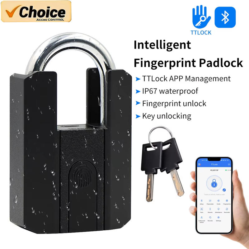 IP67 TTLock Smart Padlock Bluetooth APP Fingerprint Lock Keyless Bag Pad Lock G2