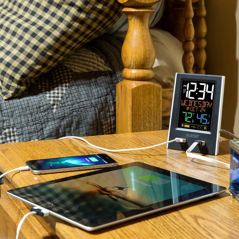 Desktop Dual USB Charging Clock with Alarm and Nap Timer