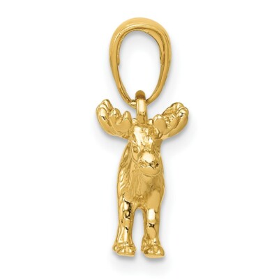 Pre-owned Superdealsforeverything Real 14kt Yellow Gold 3-d Moose Pendant
