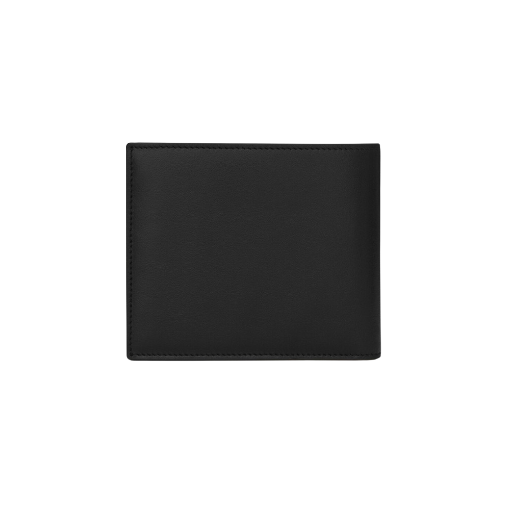 Pre-owned Saint Laurent Yves  Men Smooth East West Folding Wallet Card Holder Black Express