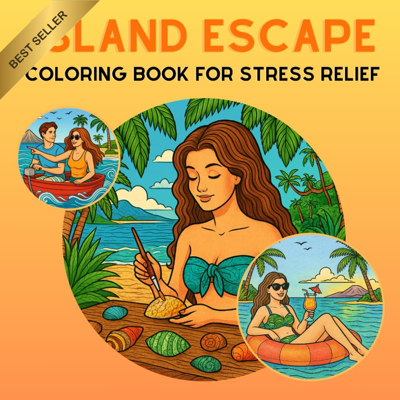 "Island Escape" - Adult Coloring Book for Tropical Stress Relief
