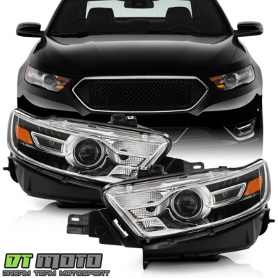 For 2013-2019 Ford Taurus Halogen w/ Black Trim Projector Headlights Headlamps