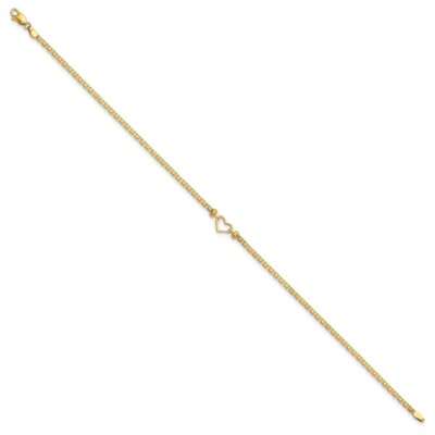 Pre-owned Samajewelers Real 14kt Yellow Gold Polished Open-heart 10inch Anklet; 10 Inch; Lobster Clasp