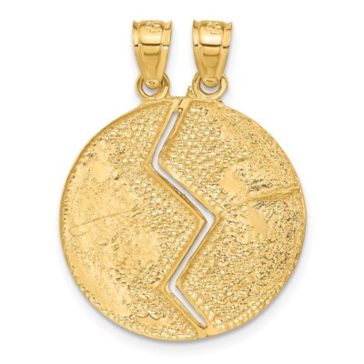 Pre-owned Superdealsforeverything Real 14kt Yellow Gold Break-apart Mizpah Pendant