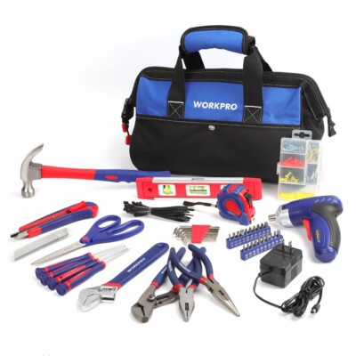 WORKPRO 125-PIECES Household Tool Kit Home Repair Basic Tool Sets w/13'' Tool Bag