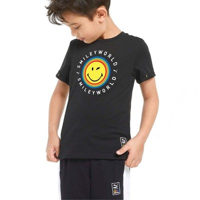 Puma Smileyworld X Graphic Crew Neck Короткие рукава TShirt Молодежь Мальчики Черный Случайный