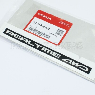 75722-S10-A01 OEM HONDA CR-V ELEMENT REAR BACK DOOR BLACK STICKER ''REALTIME 4WD''