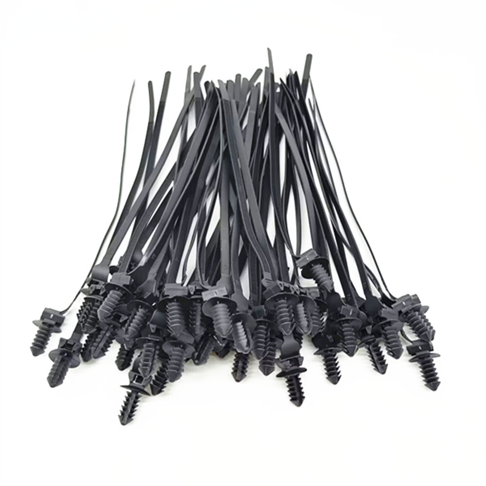 50x Nylon Push Clips Wire Tie Released Zip Straps Car Pipe Cable Fastener Bundle